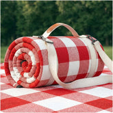 RYCHIC Extra Large Picnic Blanket front view plaid red