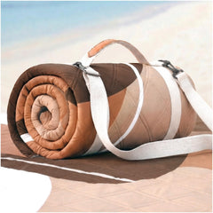 RYCHIC Extra Large Waterproof Picnic Blanket front view, Abstract Brown