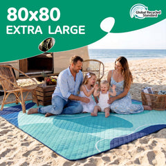 RYCHIC Waterproof Beach Blanket XL folded size for easy transport