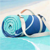 RYCHIC Waterproof Beach Blanket XL in Abstract Aqua front view