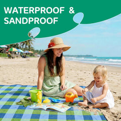 RYCHIC Waterproof Picnic Blanket at the beach with sand