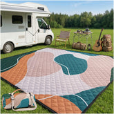 RYCHIC Waterproof Picnic Blanket in Abstract Beige Green front view