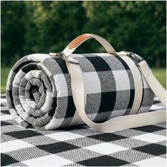 RYCHIC waterproof picnic blanket in plaid black front view