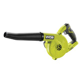 RYOBI 18V Cordless Compact Workshop Blower Model P755 front view, Green/Black