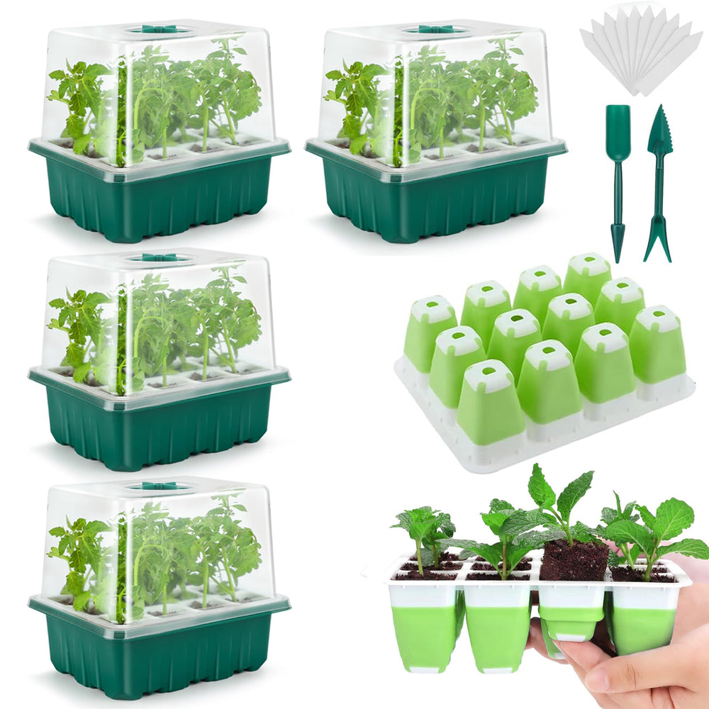 Ryscam Seed Starter Tray with 48 cells and humidity dome, green