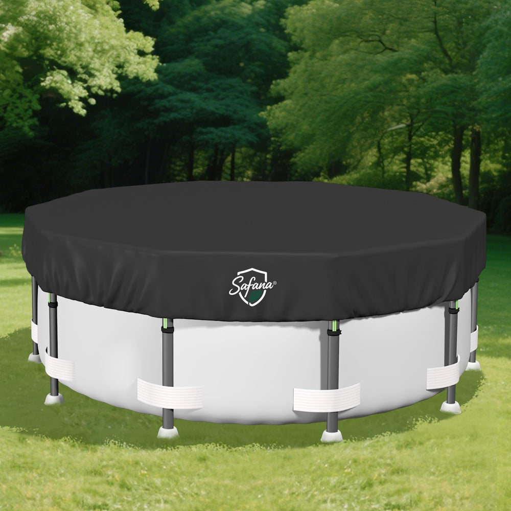 Safana 12FT pool cover black round design top view
