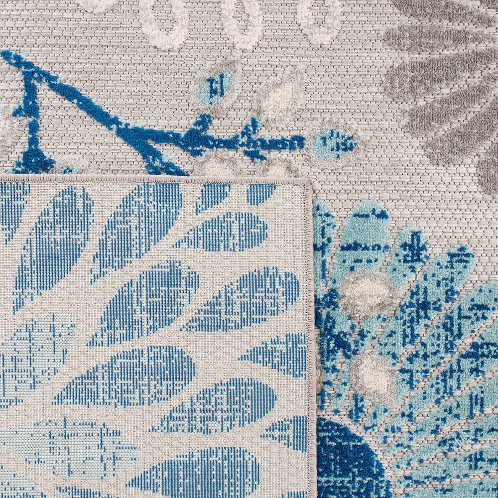 SAFAVIEH Cabana Outdoor Accent Rug 2'x4' in grey and blue floral design