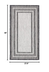 SAFAVIEH Courtyard Outdoor Accent Rug 2'3"x4' light grey black border