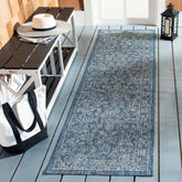 SAFAVIEH Washable Rug Outdoor Courtyard Collection, Navy/Ivory front view