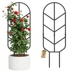 Saffruff 30'' metal plant trellis front view with black finish