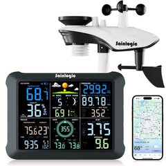 sainlogic 14-in-1 WiFi Smart Weather Station front view, 8.5-inch display