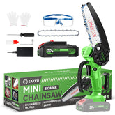 Saker Mini Chainsaw 6 Inch cordless front view with battery