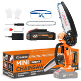Saker Mini Chainsaw 6 Inch front view, orange color