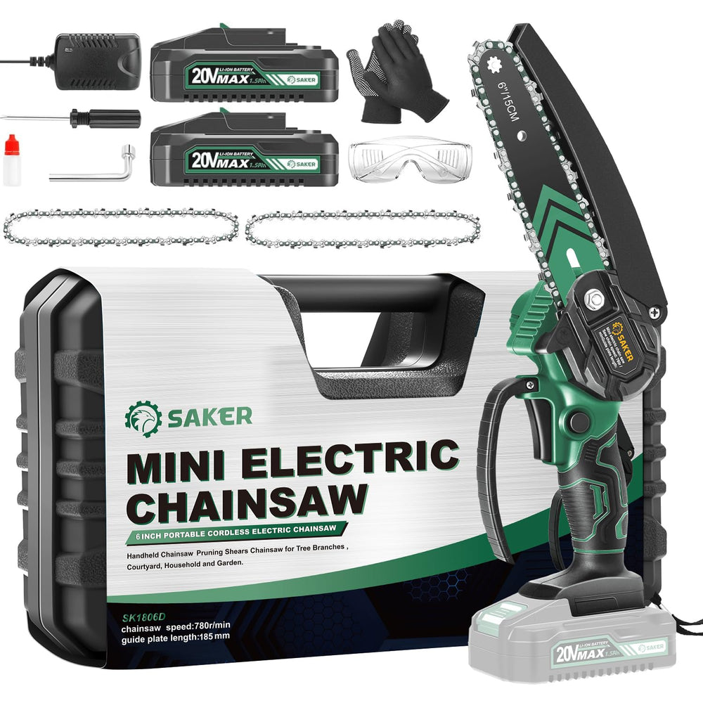Saker Mini Chainsaw 6 Inch green model front view