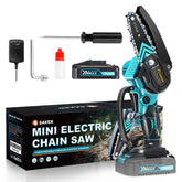 Saker Mini Chainsaw cordless, 4-inch blue model front view