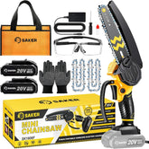 Saker Mini Chainsaw Cordless 6-Inch yellow model front view