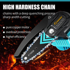 Saker Mini Chainsaw included charger and accessories in compact case