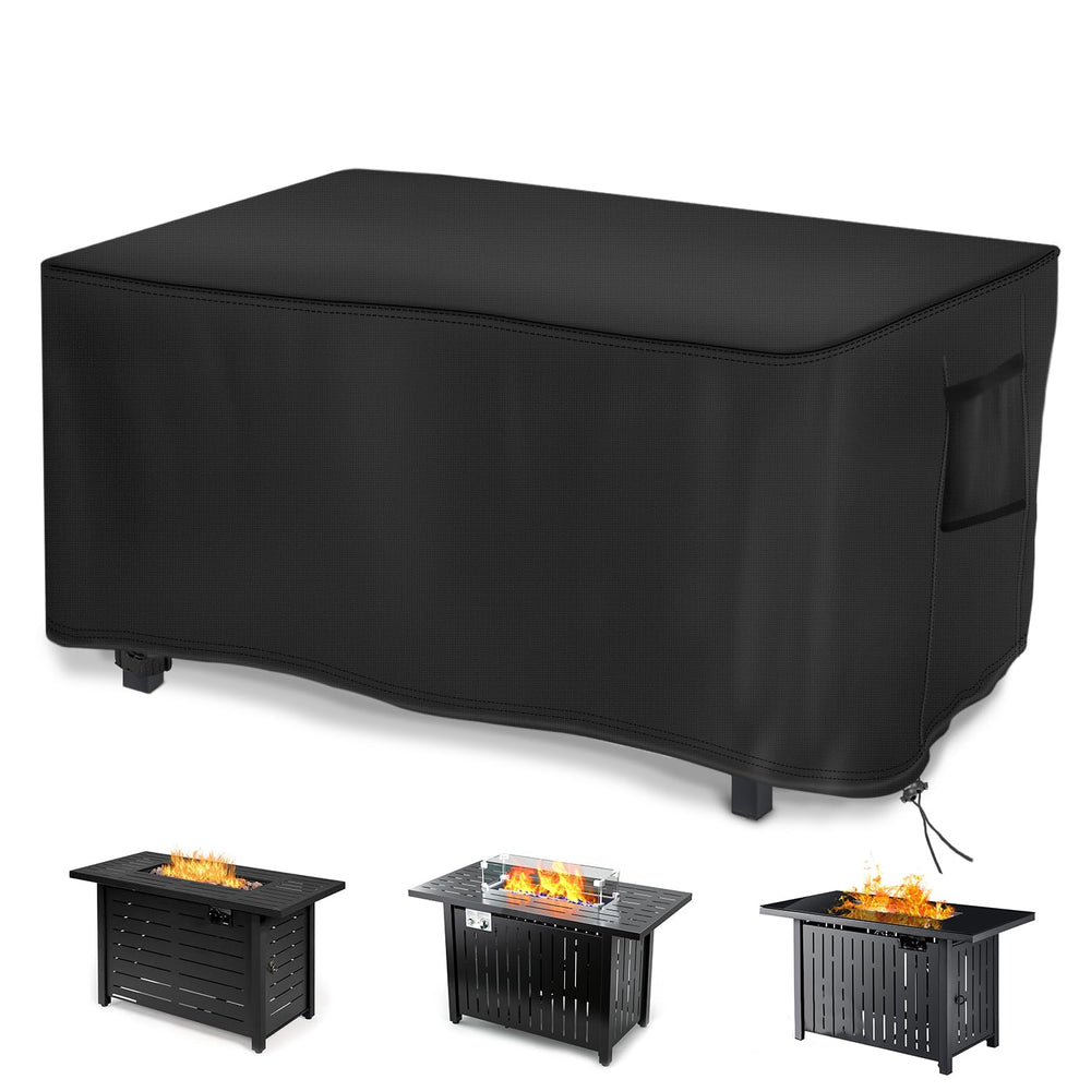 Saking rectangular fire pit cover black front view