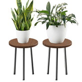 SAKSUN Plant Stand Indoor 14-inch walnut wood and metal side view