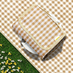 SAMSIER Outdoor Picnic Blanket 80"×80" coffee colour front view