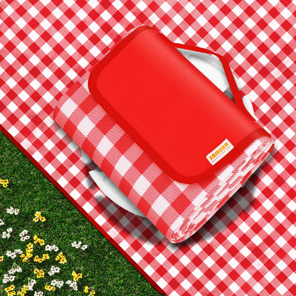 SAMSIER red picnic blanket front view, 60"×80"