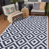 SAND MINE 5' x 8' reversible rug in dark blue and white