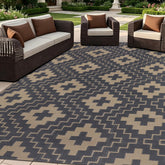 SAND MINE 5x8 ft waterproof outdoor rug front view in grey and tan