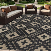 SAND MINE 5x8 ft waterproof outdoor rug in black and beige front view