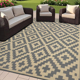 SAND MINE 6 x 9 Ft Reversible Outdoor Rug in Grey & Tan front view