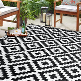 SAND MINE 6x9 ft outdoor rug in black and white lattice design