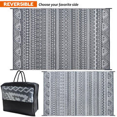 SAND MINE Reversible Mat 6' x 9' grey and white on grass