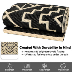 SAND MINE Reversible Mat used on patio with outdoor furniture