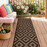 SAND MINE Reversible Outdoor Mat 2.5' x 8' black and brown front view