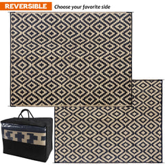SAND MINE rug 8x10 ft on patio with outdoor furniture