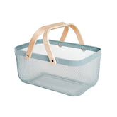 SANHSEHOME Metal Mesh Steel Harvest Basket front view in blue
