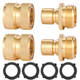 Sanpaint 3/4 Inch Brass Garden Hose Fitting Quick Connector Set front view