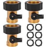 Sanpaint 3 Pack Brass Garden Hose Shut Off Valve front view
