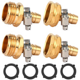 Sanpaint Brass Garden Hose Connector Kit with four stainless steel clamps