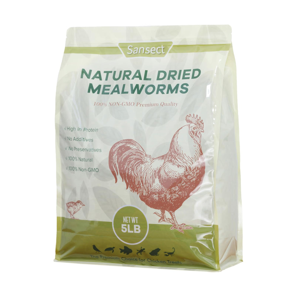 SANSECT Dried Mealworms 5 lb front view in packaging