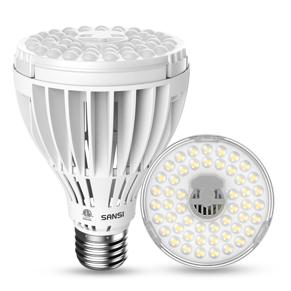 SANSI 32W Grow Light Bulb front view with full spectrum light