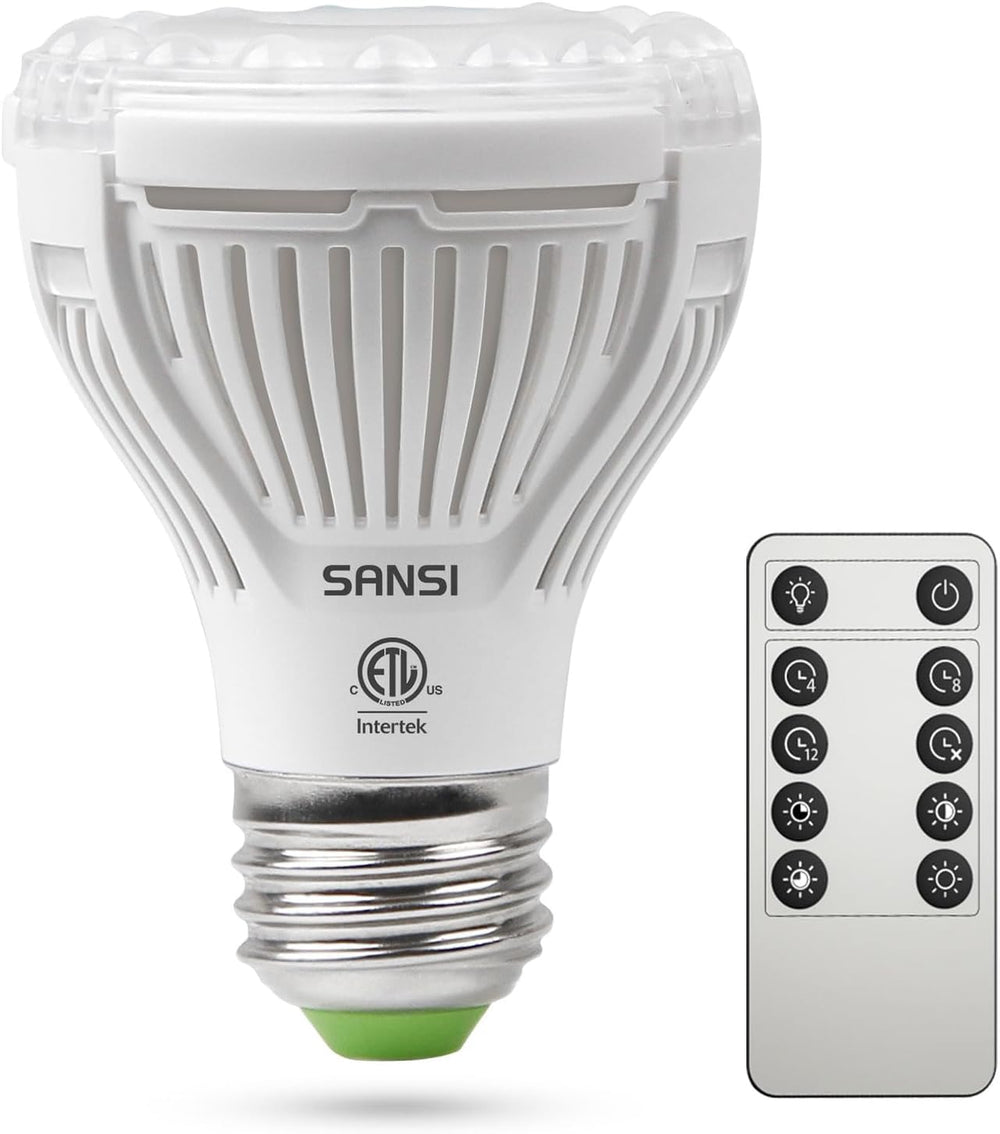 SANSI Dimmable Grow Light Bulb 10W front view with remote control
