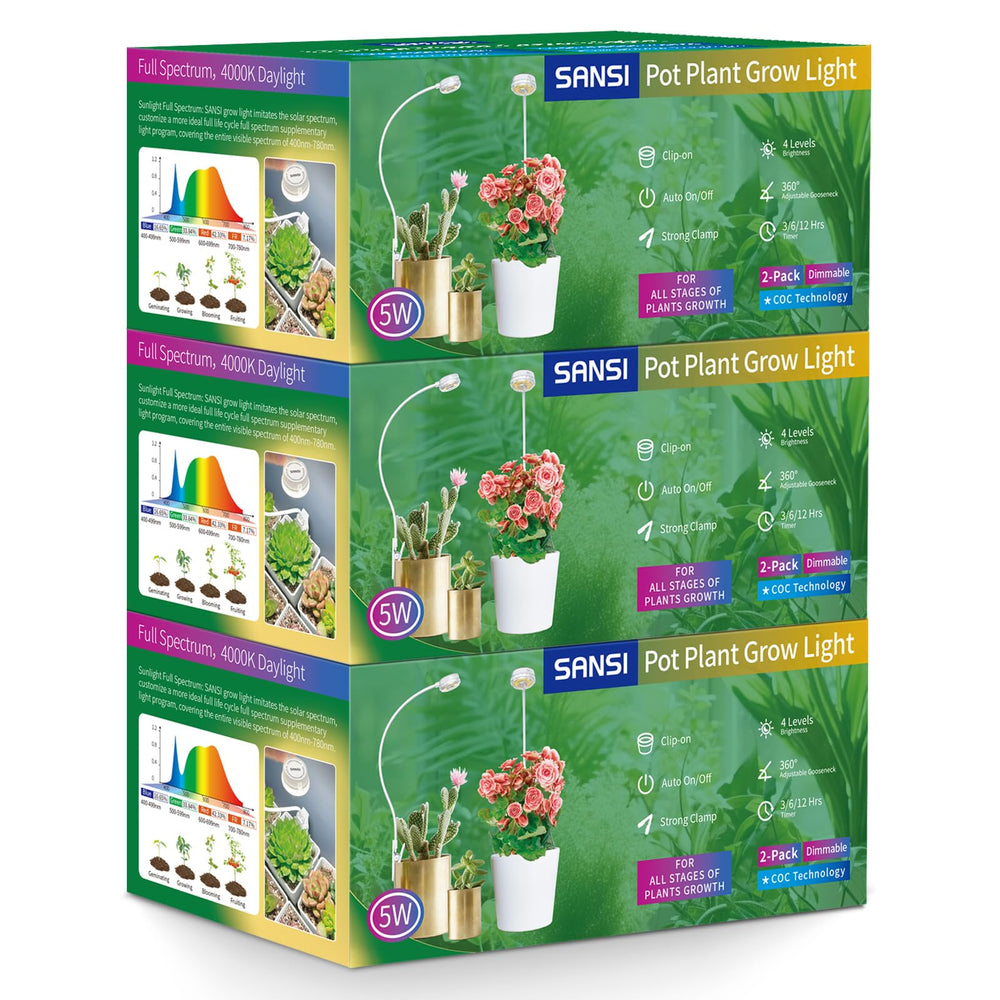 SANSI Grow Light 5W white model front view in color box