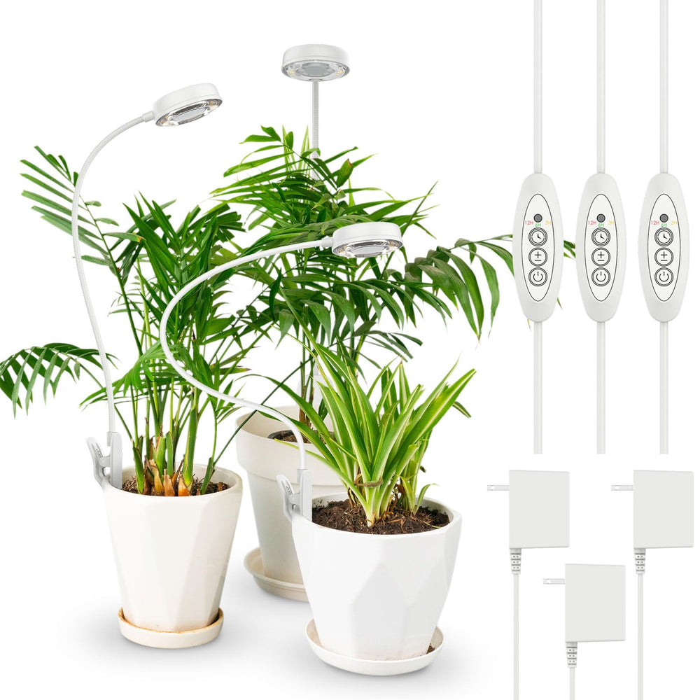 SANSI Grow Light for Indoor Plants, 10W white clip-on lamp front view