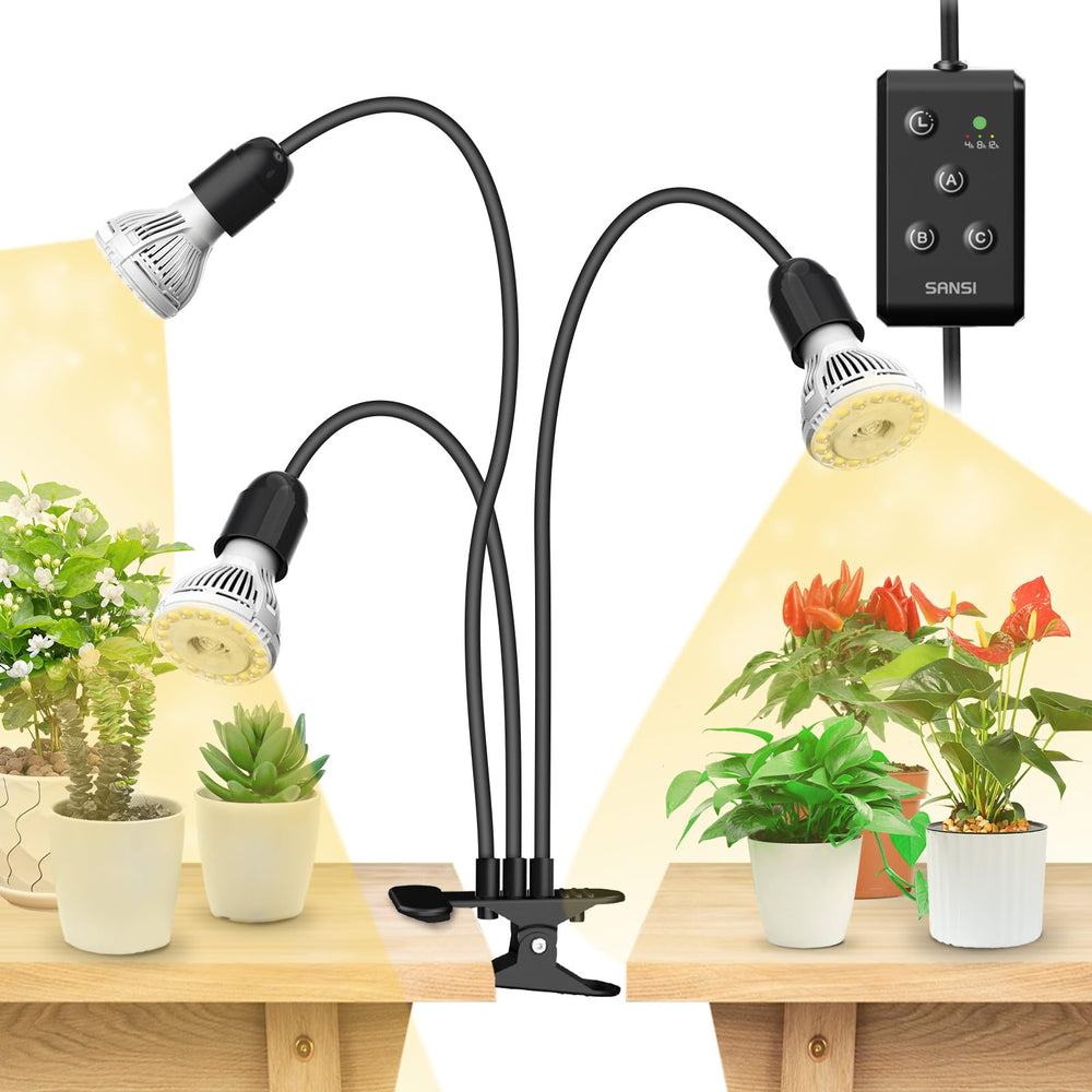 SANSI LED Grow Light three heads with bulbs installed
