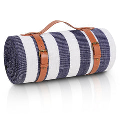 sapsisel 80"x60" picnic blanket blue and white design rolled up