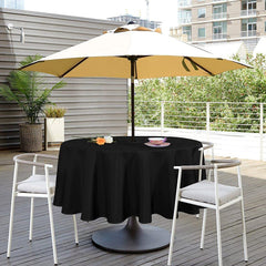 SARAFLORA 60-inch round black tablecloth front view
