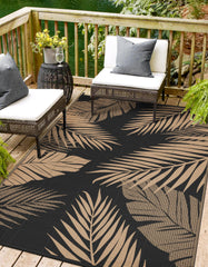 sarben 9'x12' outdoor rug front view with palm leaf design