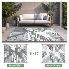 sarben outdoor rug 8'x10' double-sided pattern showcasing palm leaves