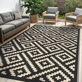 sarben Outdoor Rug 8'x10' in black and beige front view