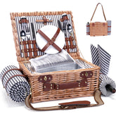 SatisInside Picnic Basket with Blanket for 2, front view